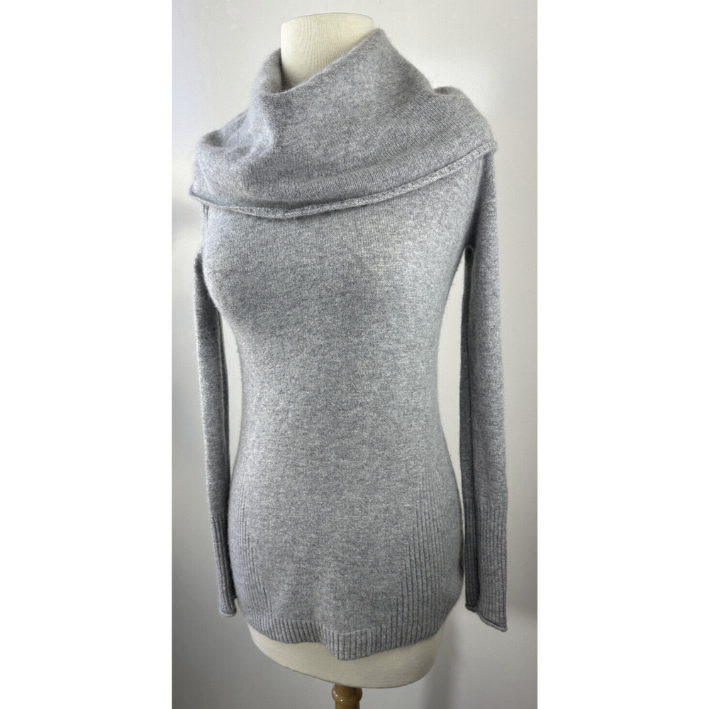 Athleta Cashmere Cascade Sweater Cowl Neck Light Grey Heather Oversized Size XXS - Picture 5 of 12